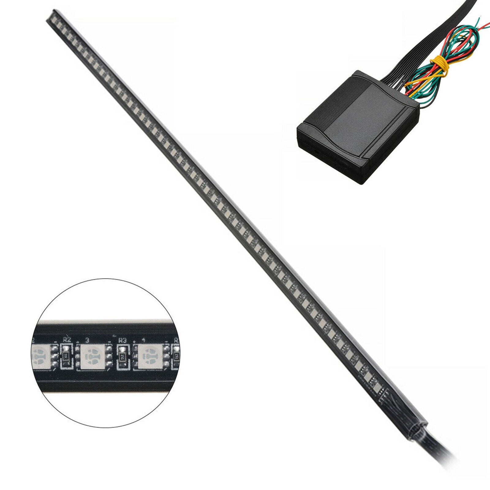 22'' 48LED RGB Car Scanner Knight Rider Strobe Flash Light Strip+Remote