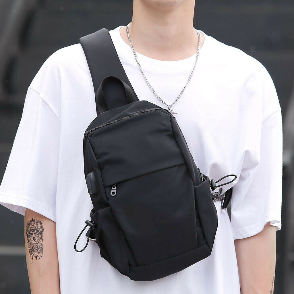 Men's Business Travel Sling Canvas Chest Pack Crossbody Anti Theft Shoulder Bag