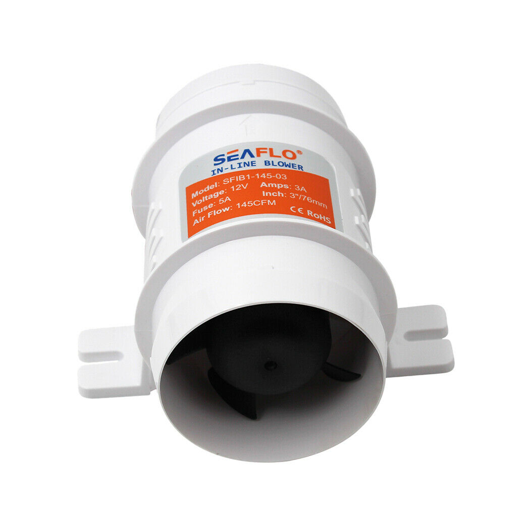 12V Electric In Line Bilge Air Blower 145 CFM 3" Marine Boat
