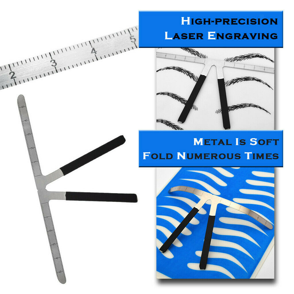Eyebrow Permanent Makeup Kit Ruler Tattoo Pen Needle Practice Skin Ink Cup Pink