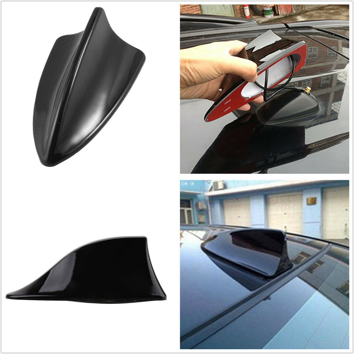 Black Shark Fin Car Exterior Top Roof FM/AM RV Radio Aerial Signal Antenna Mast