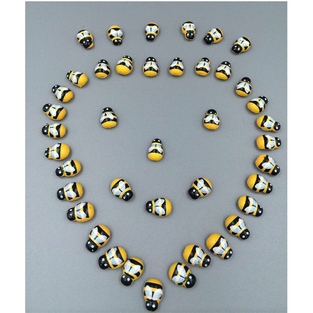 100x Mini Bees Self Adhesive 9x12mm Wooden Bumble Ladybug Art Craft Card Toppers
