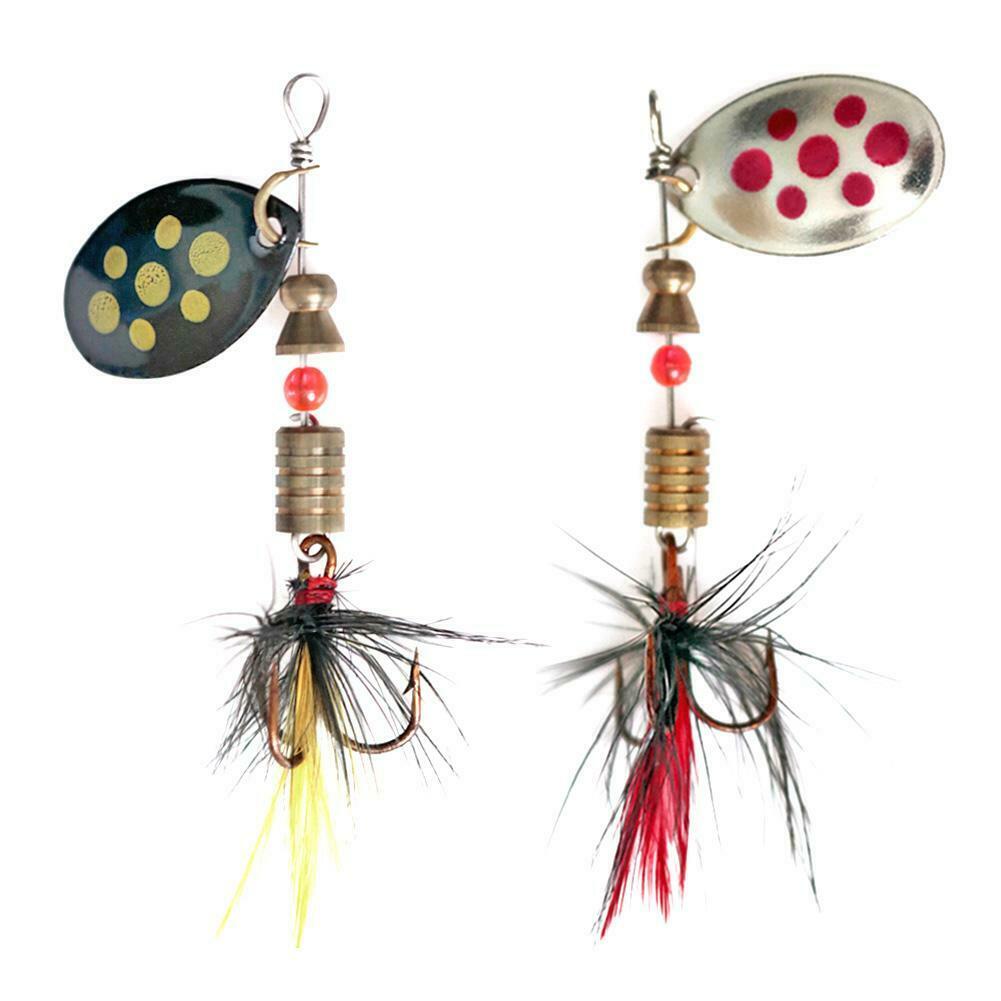 2pcs Spinner Bait Sequin Spoon Wobble Hook Artificial Bait Fishing Tackle @