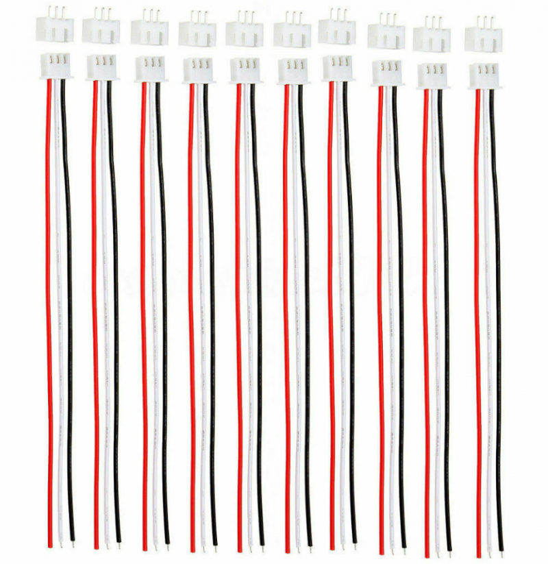 10 sets  Mini  Micro JST XH2.54mm 3-Pin Connector Plug With Wire Cable 150mm