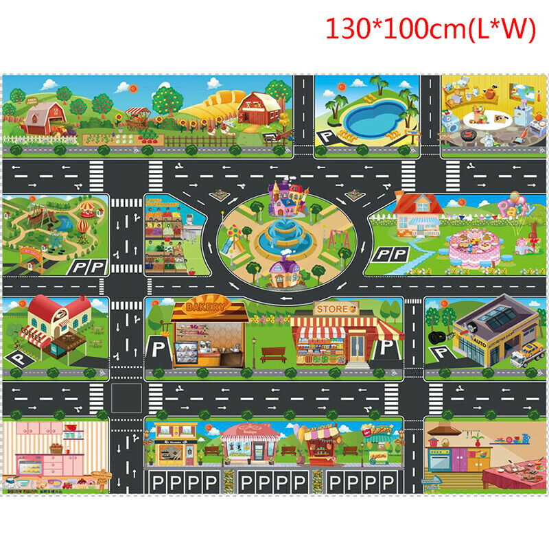 Large City Traffic Car Park Mat Developing Baby Crawling Mat Play Game Mat TBDA