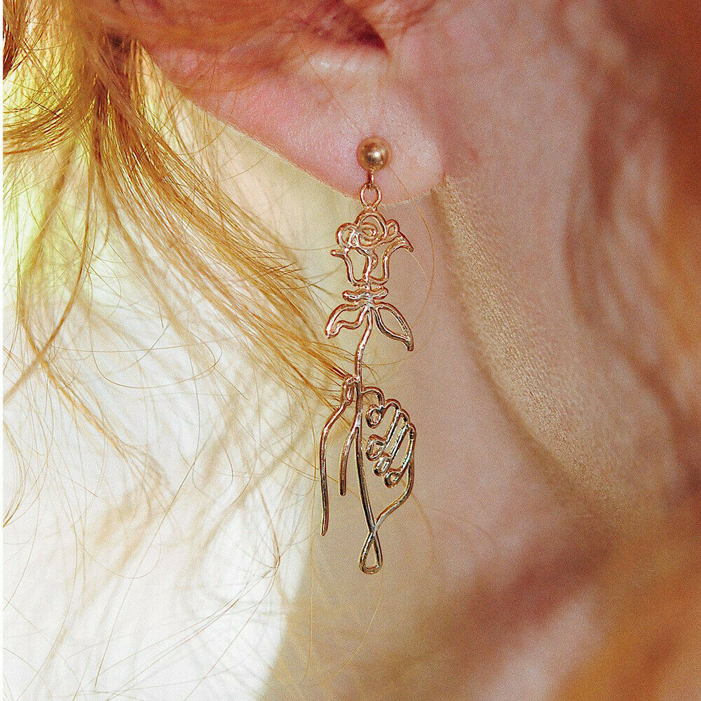 Simple Hollow Flower Drop Earring Charm Women Girl Rose Ear Fashion Jewelry Gift