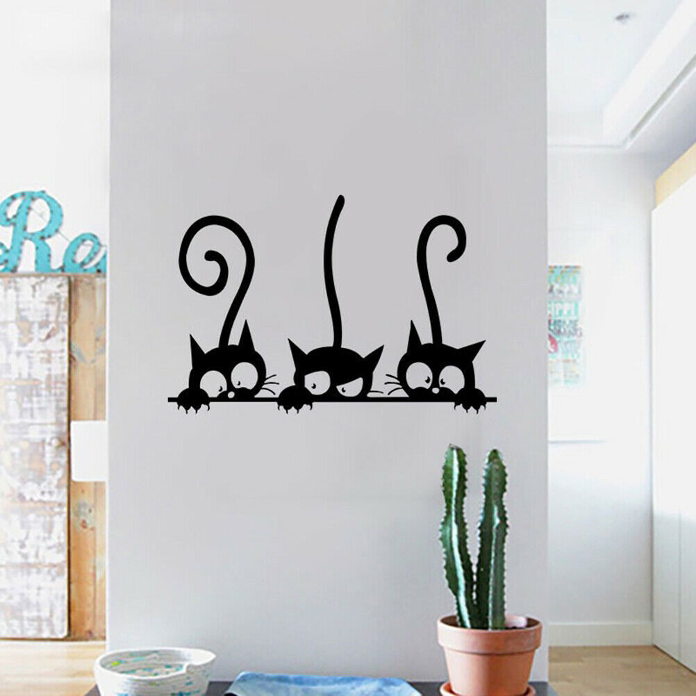 Lovely Three Black Cat wall Stickers Animal Room Decoration personality D.l8