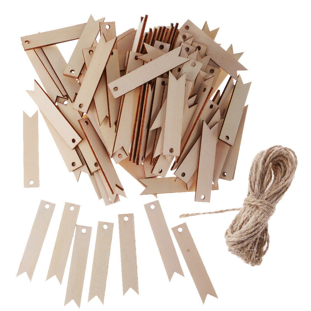 100 Pieces Wooden Tags Wooden Hanging Decoration for Wedding Decor DIY Craft