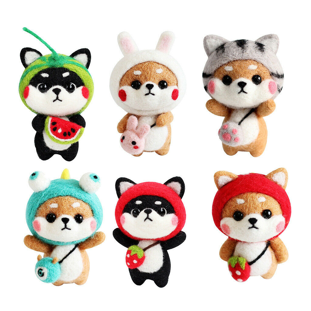 6 Sets Shiba Inu Dog Needle Felting Kit DIY Needlefelted Kit For Beginners