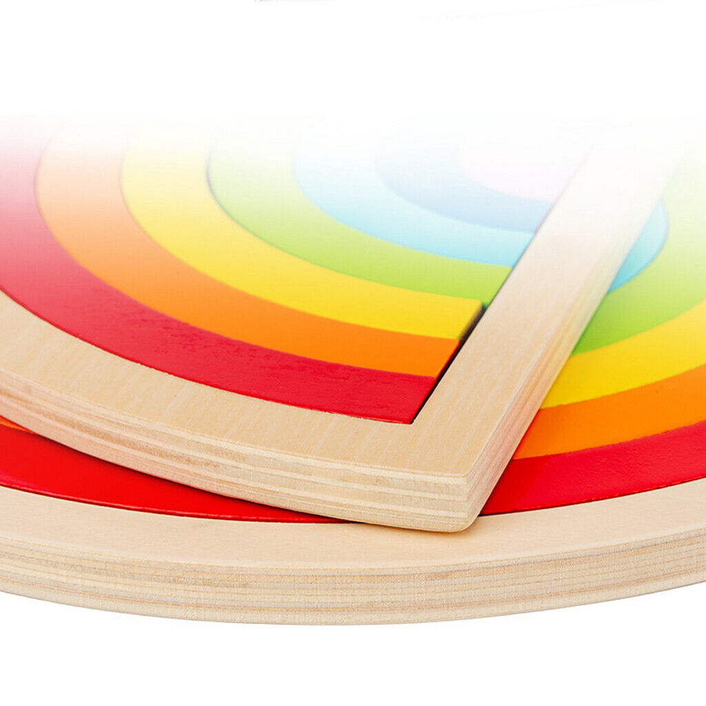7x Rainbow Wooden Rainbow Blocks Creative Building Stacking for Learning Toys