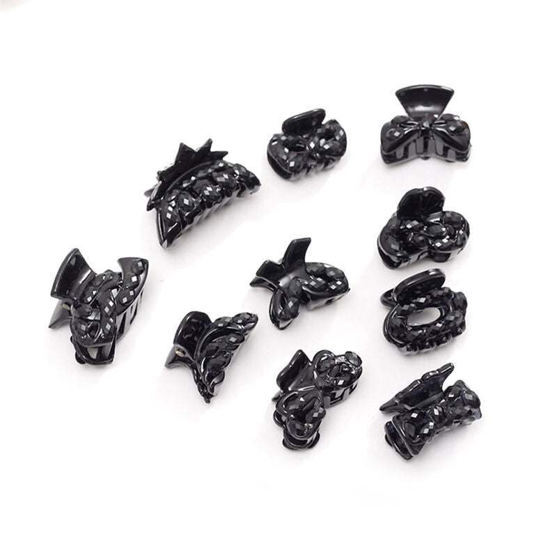 10pcs Popular Mixed Small Plastic Black Hair Clips Hairpin Claws Clamps DD