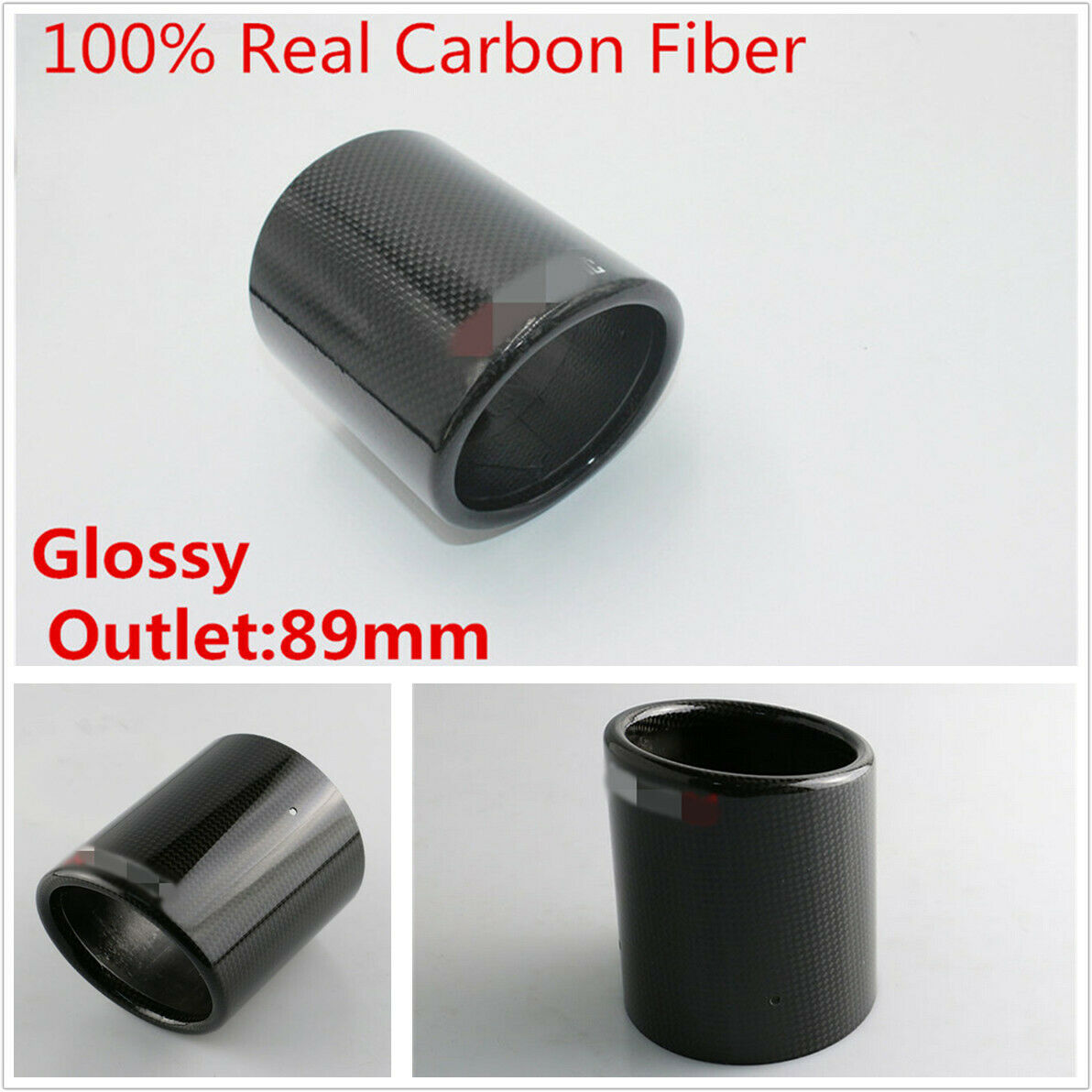 Universal 89mm Outlet Real Carbon Fiber Auto Car Exhaust Pipe Muffler Tip Cover