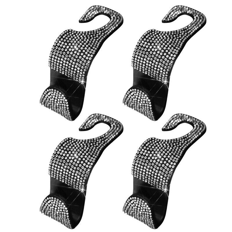 4Pc Car SUV Interior Bling Seat Back Storage Handbag Hook Headrest Hanger Holder