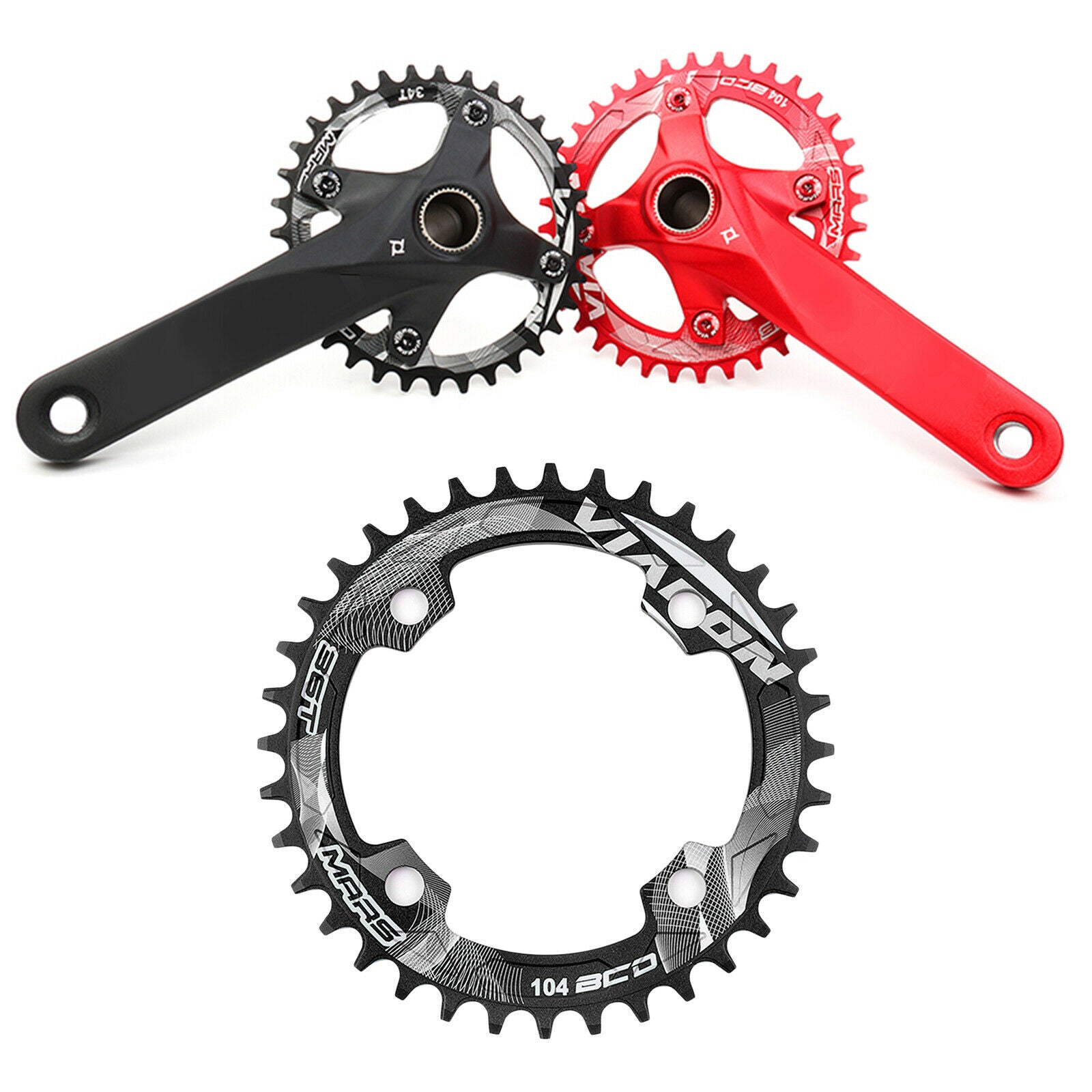 Bike Chainring Bicycle 32-40T BCD104 Replacement Chainwheel Parts Black 36T