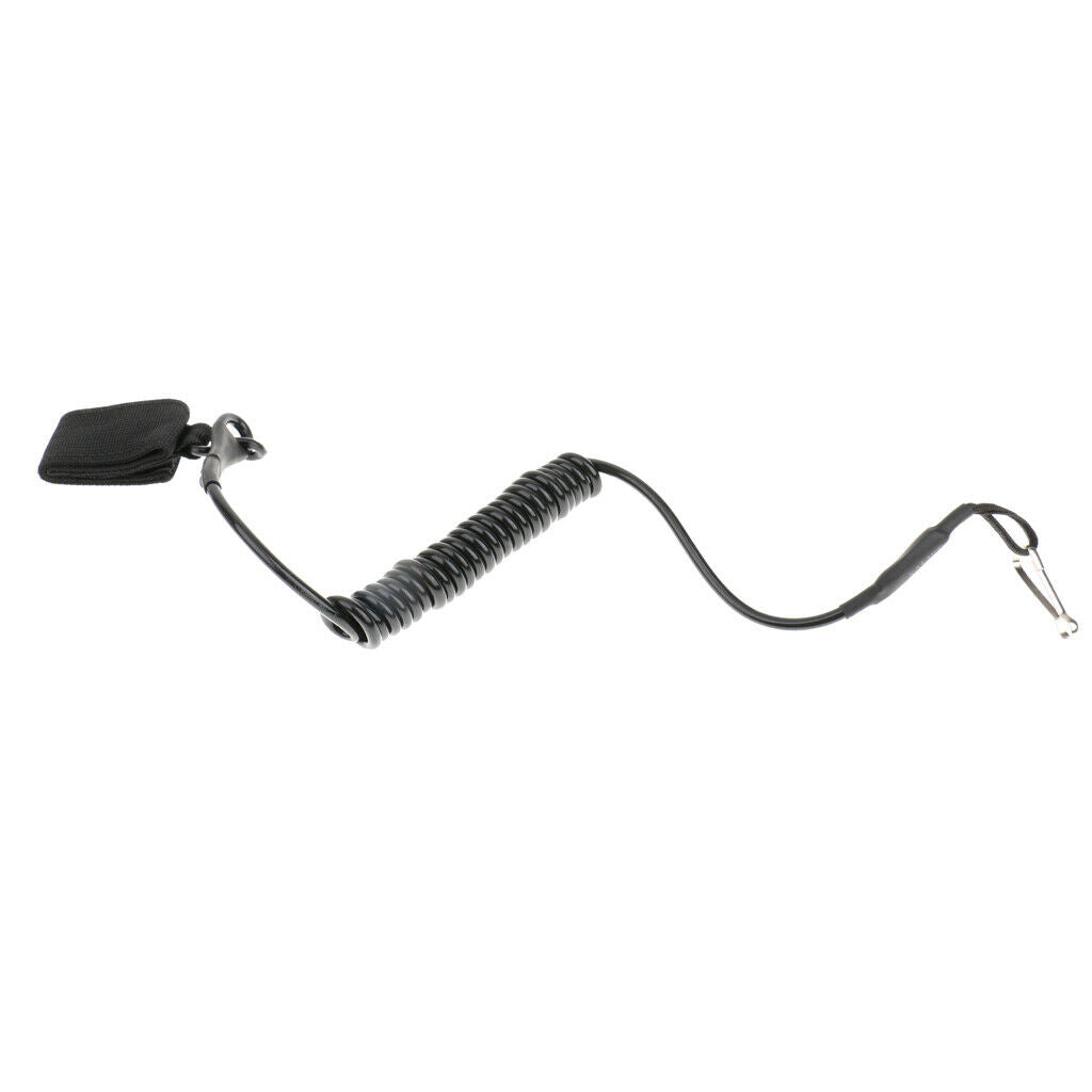 Black Multifunction Lanyard Coil w/ Clip Hook Snaps Quick Release 50cm