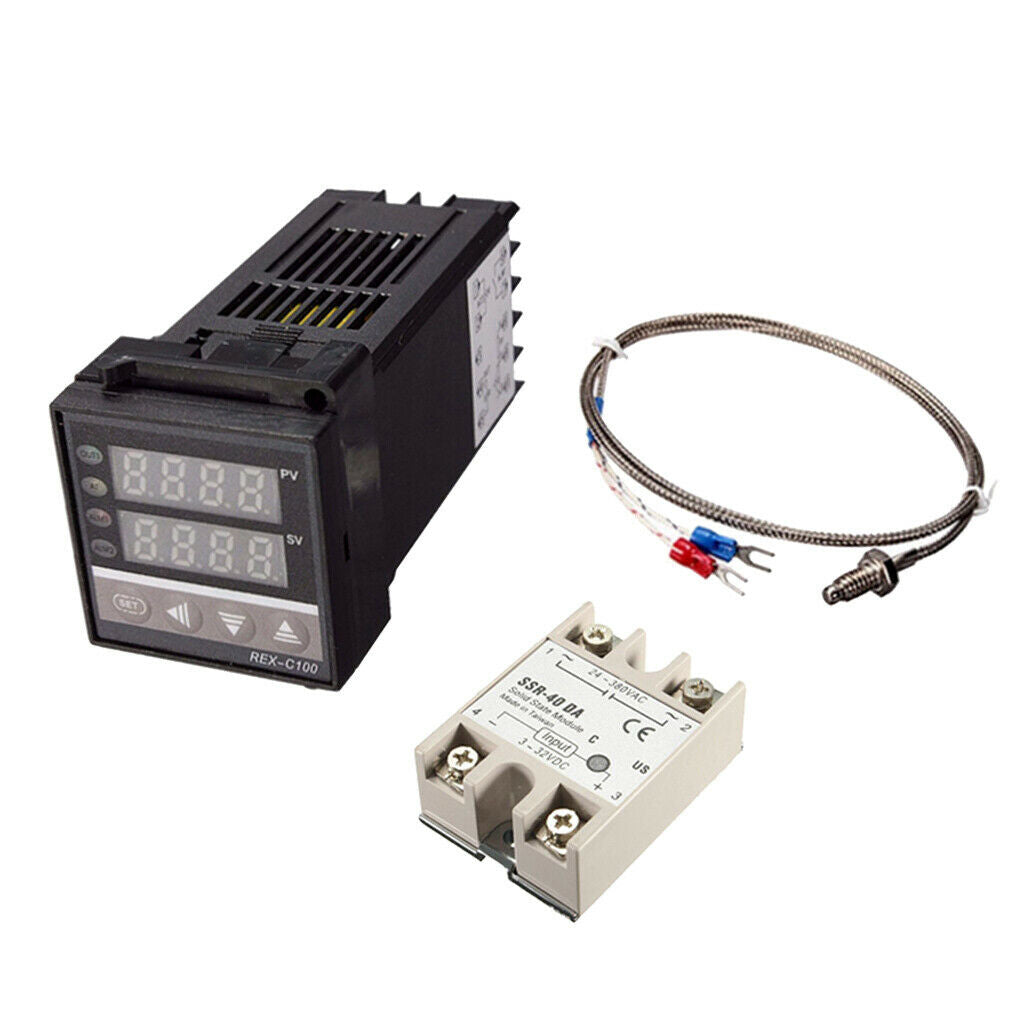 Intelligent AC PID Temperature Controller + max.40A SSR + K Thermocouple Kit