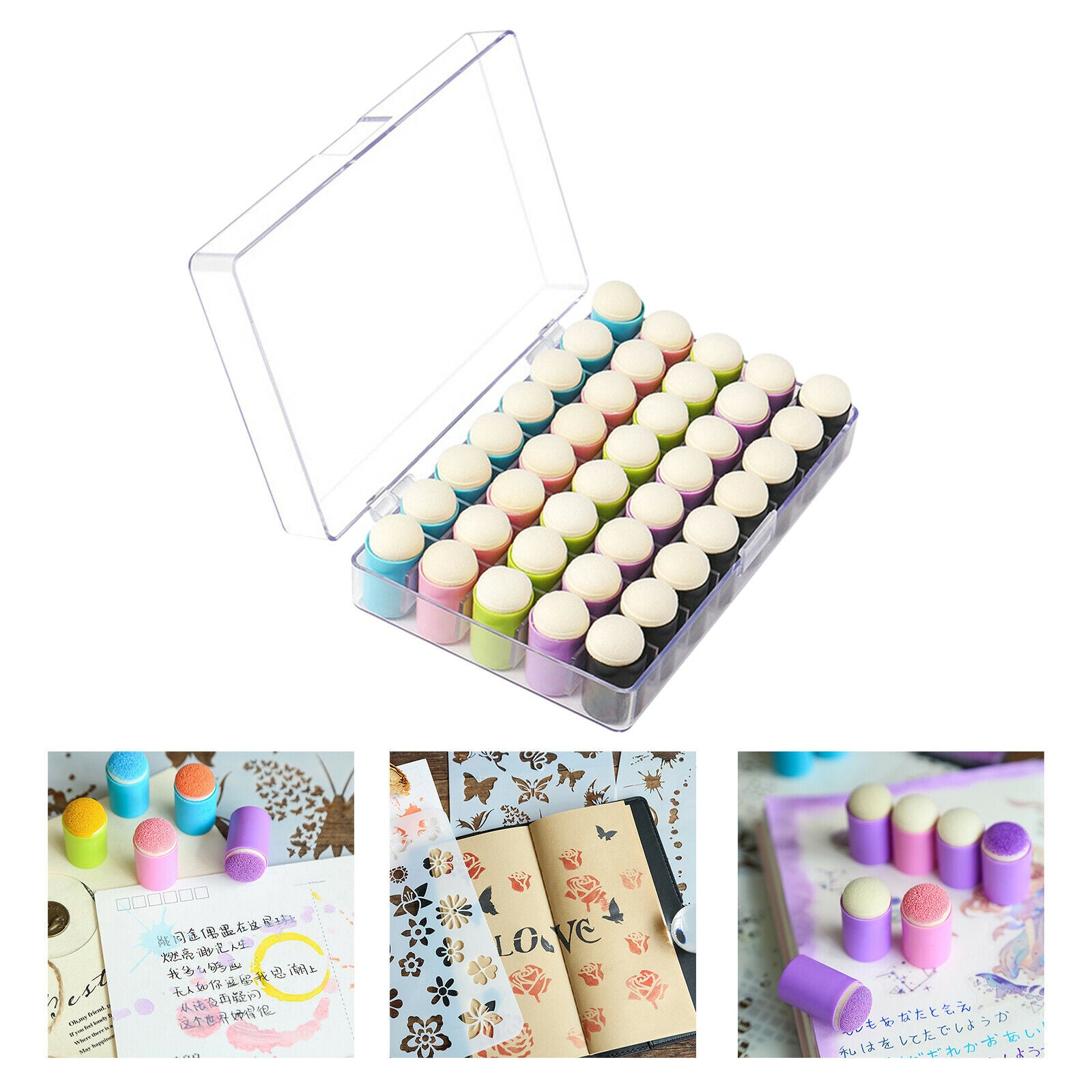 40 Finger Sponge Daubers Paint Ink Chalk Tool