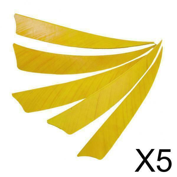 5X 5-Piece Natural Feather Archery Arrow Fletching Left Wing Shield Cut Yellow