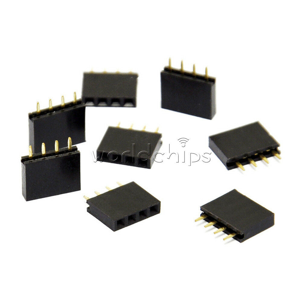 100PCS 1x4 4 Pin  Single Row 2.54mm Pitch Female Header Straight for Arduino