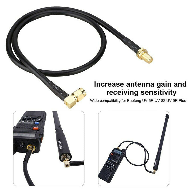 Black SMA Female To Male Antenna Extend Cable For Baofeng UV-5R UV-82 UV-9R Plus