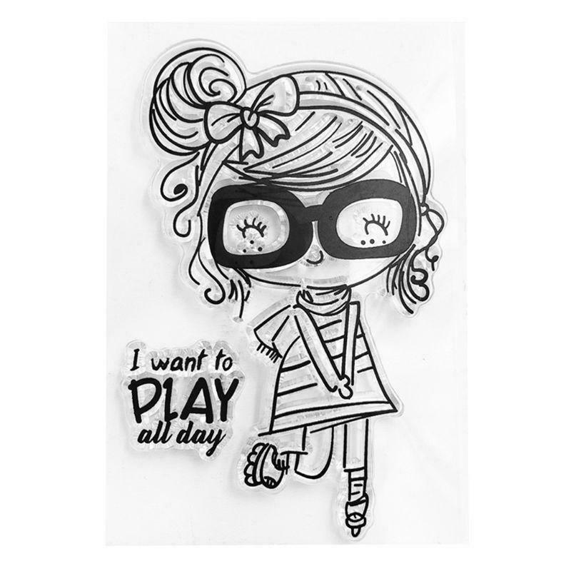 Eyeglasses Girl Silicone Clear Seal Stamp DIY Scrapbooking Embossing Photo Album