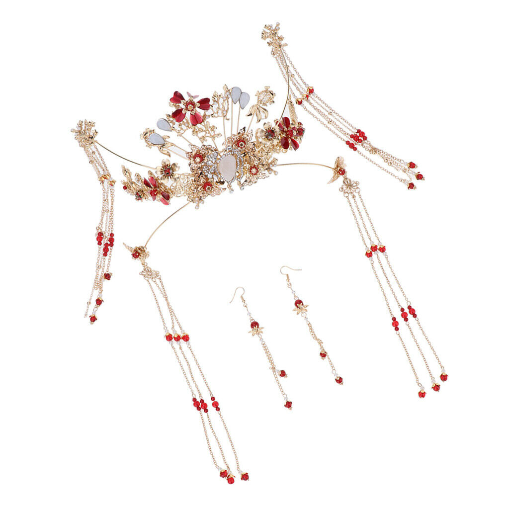 Handmade Chinese Style Wedding Bridal Hair Jewelry Hairpin Earring Set