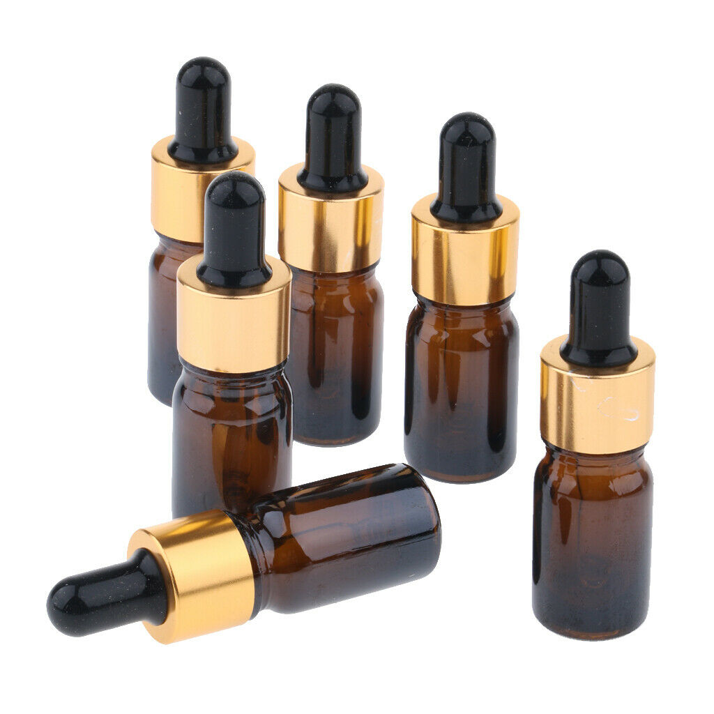 6pcs Empty Dropper Bottles Refillable Portable Jar Cannnings for Cosmetics - 5ml