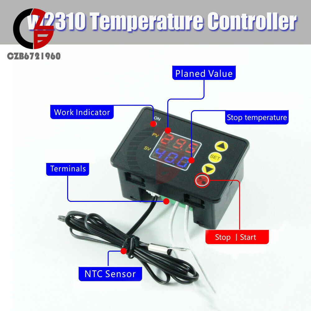 W2310 Digital DC 12V Thermostat Intelligent Temperature Controller Switch Sensor