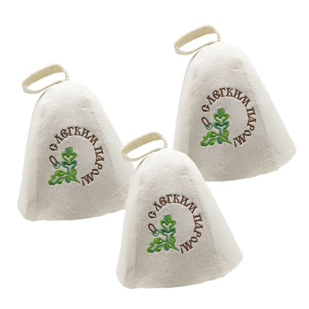 3Pcs 100% Pure Wool Felt Sauna Hat Russian Banya   Unisex Lightweight