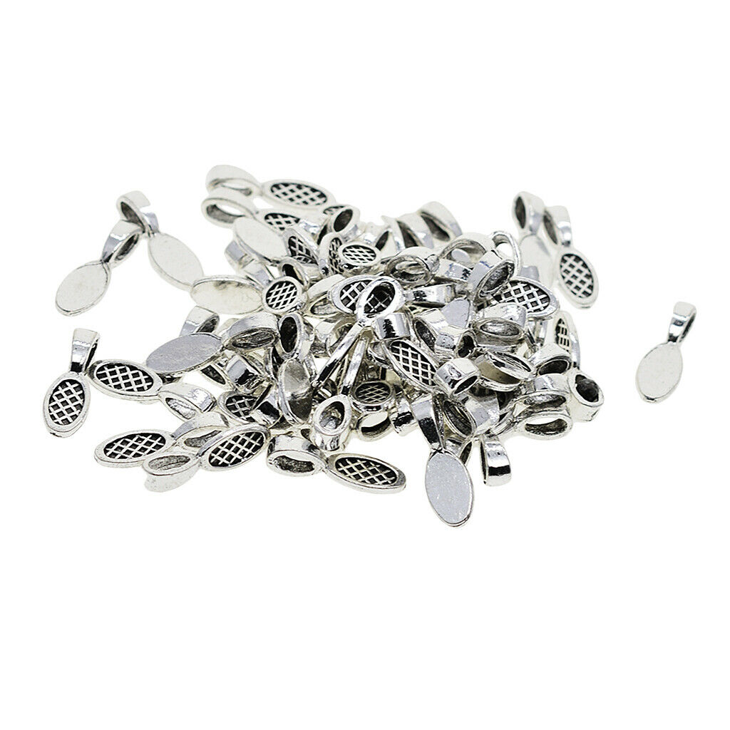 50PC Oval Glue on Jewellery Bails Setting Bail FOR Necklace Pendant Earring
