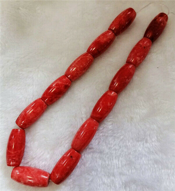 1 Strand 30x15mm Red Malay Jade Barrel Loose Beads DIY Jewelry 15.5inch HH747