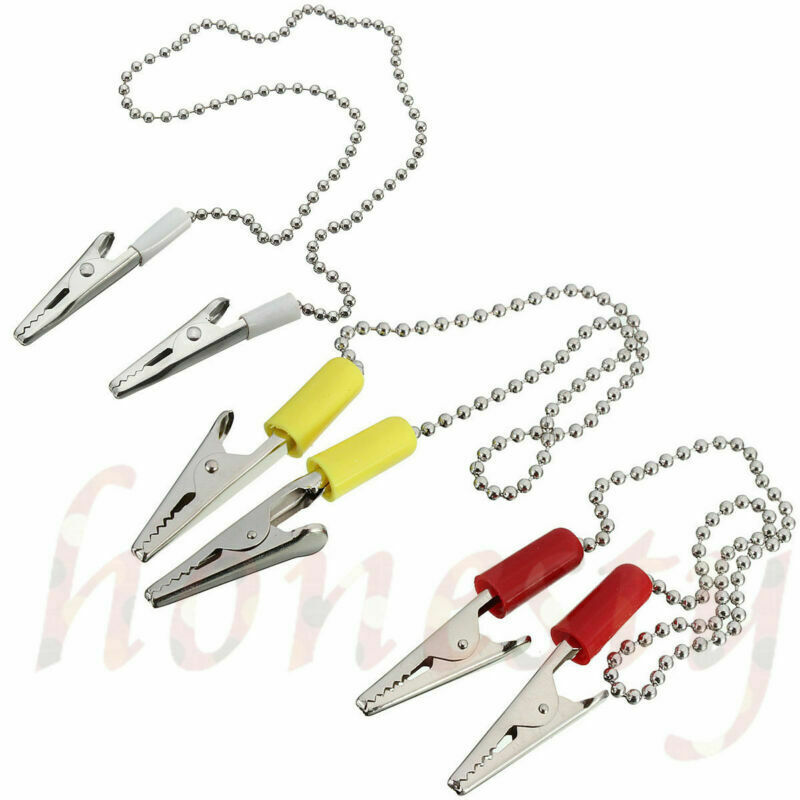 2pcs Napkin Holder Dental Lab Bib Crocodile Clip Flexible Metal Ball Chain