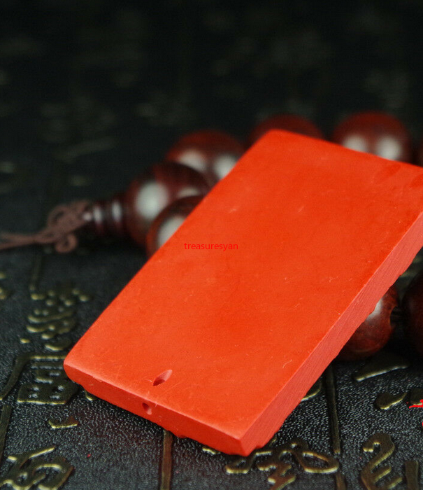 Chinese Natural Red Organic Cinnabar Dragon Necklace Pendant