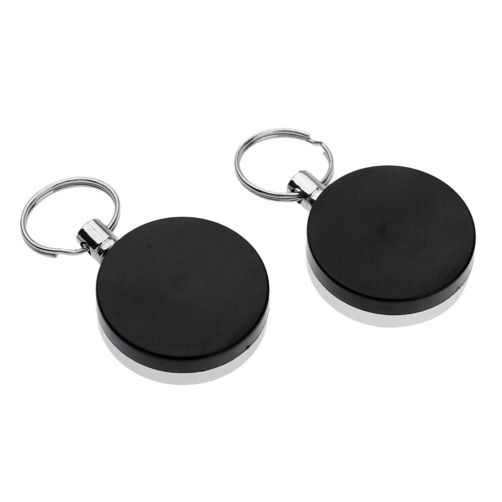 2pcs Retractable Keychain Reel Badge Holder Steel Ring with
