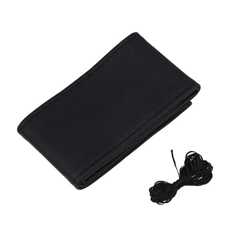 Leather Car Suv Steering Wheel Cover Protect Decor Accessories W/ Needle Line