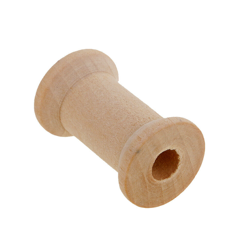 50 Unfinished Wood Spools Thread Bobbins Cord Wire Coil Wood Craft Sewing Notion