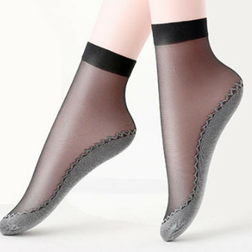 40x Lady Nylon Silk Summer Socks Lace Cotton Bottom Non-Slip Short Socks
