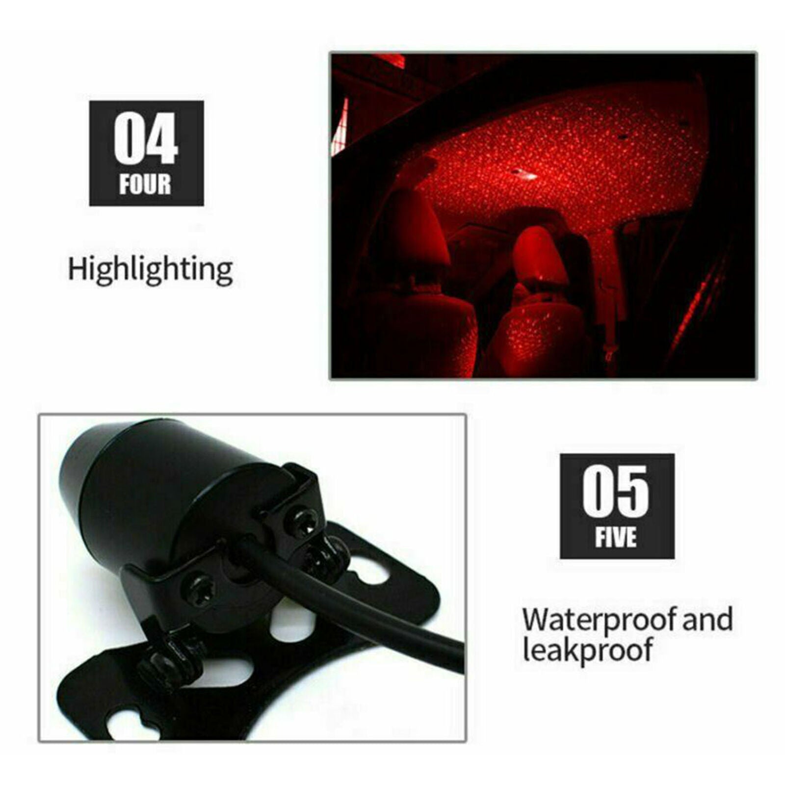 USB Car Atmosphere Lamp Interior Ambient Star Light LED Projector Starry Sky New