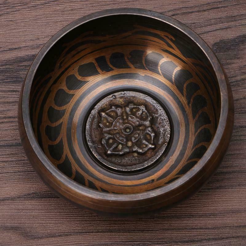 9.5cm Buddhism Tibetan Singing Bowl Hammered Hand Yoga Copper Chakra Meditation