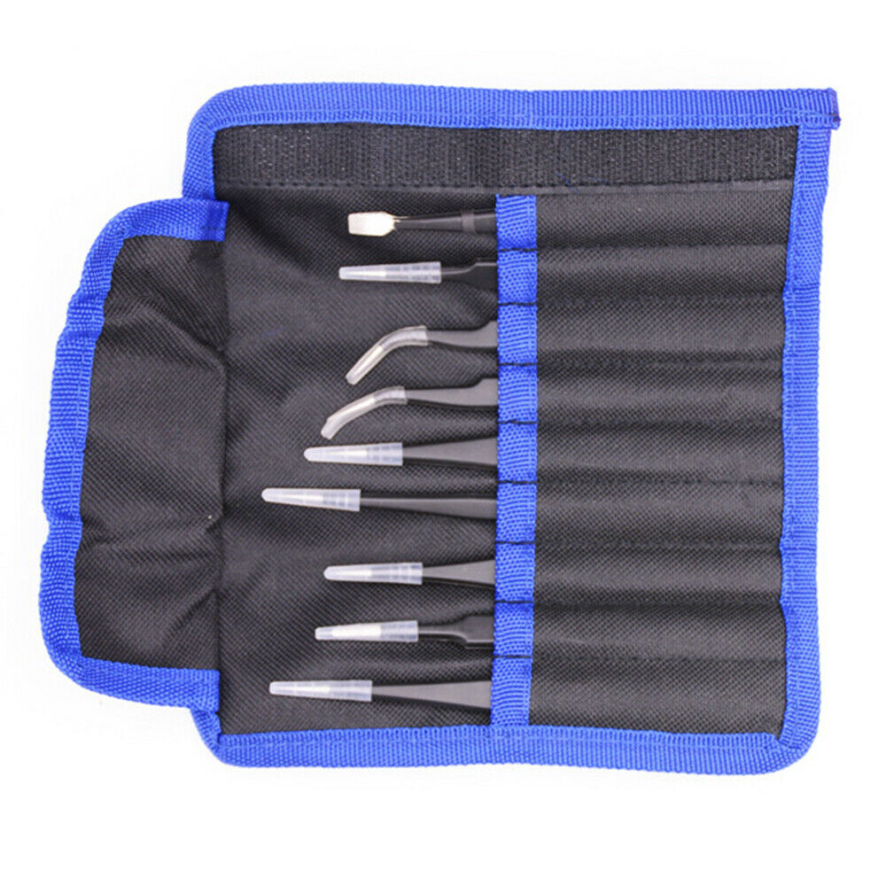 9PCS Tweezers Elbow Pointed Flat Head Diamond Painting Tools Stainless Steel DIY