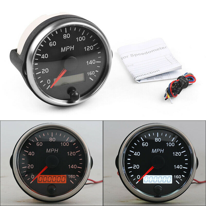 85mm Digital LCD Speedometer Waterproof 0-160MPH/H Gauge For Car Trucks Marine