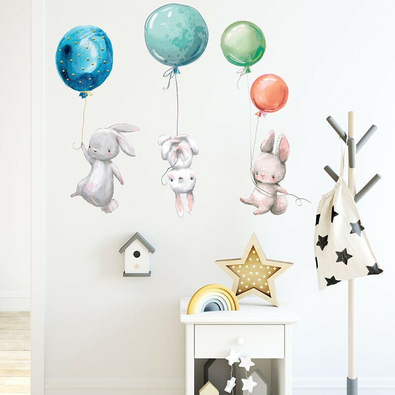 Colorful Balloon Rabbits Bedroom Wall Stickers For Kids Room children Nurser SJ