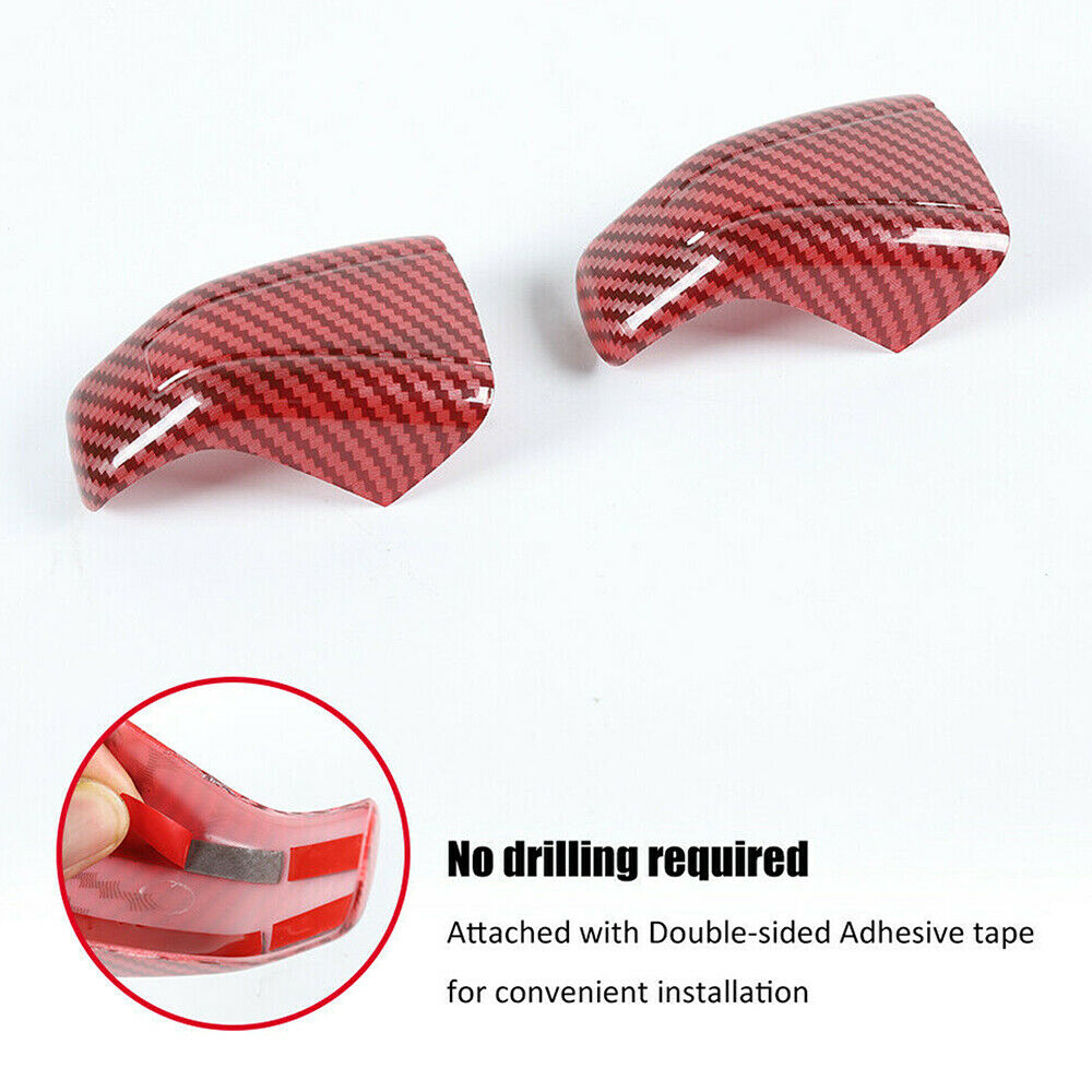 Red Carbon Fiber Rear Ceiling Roof Hook Cover Trim For Dodge Challenger 2015+