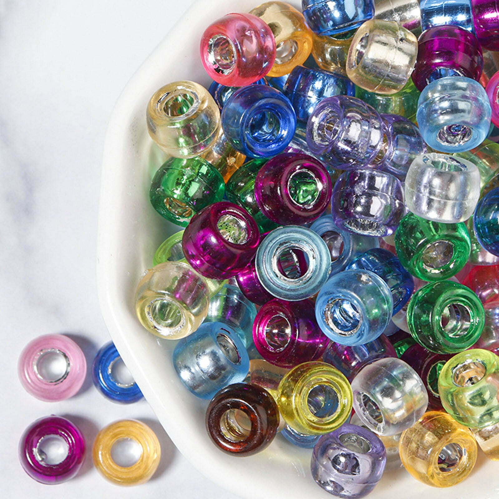 500Pack Acrylic BeadsBig Holes Beads for DIY Jewelry Necklace Earring Making