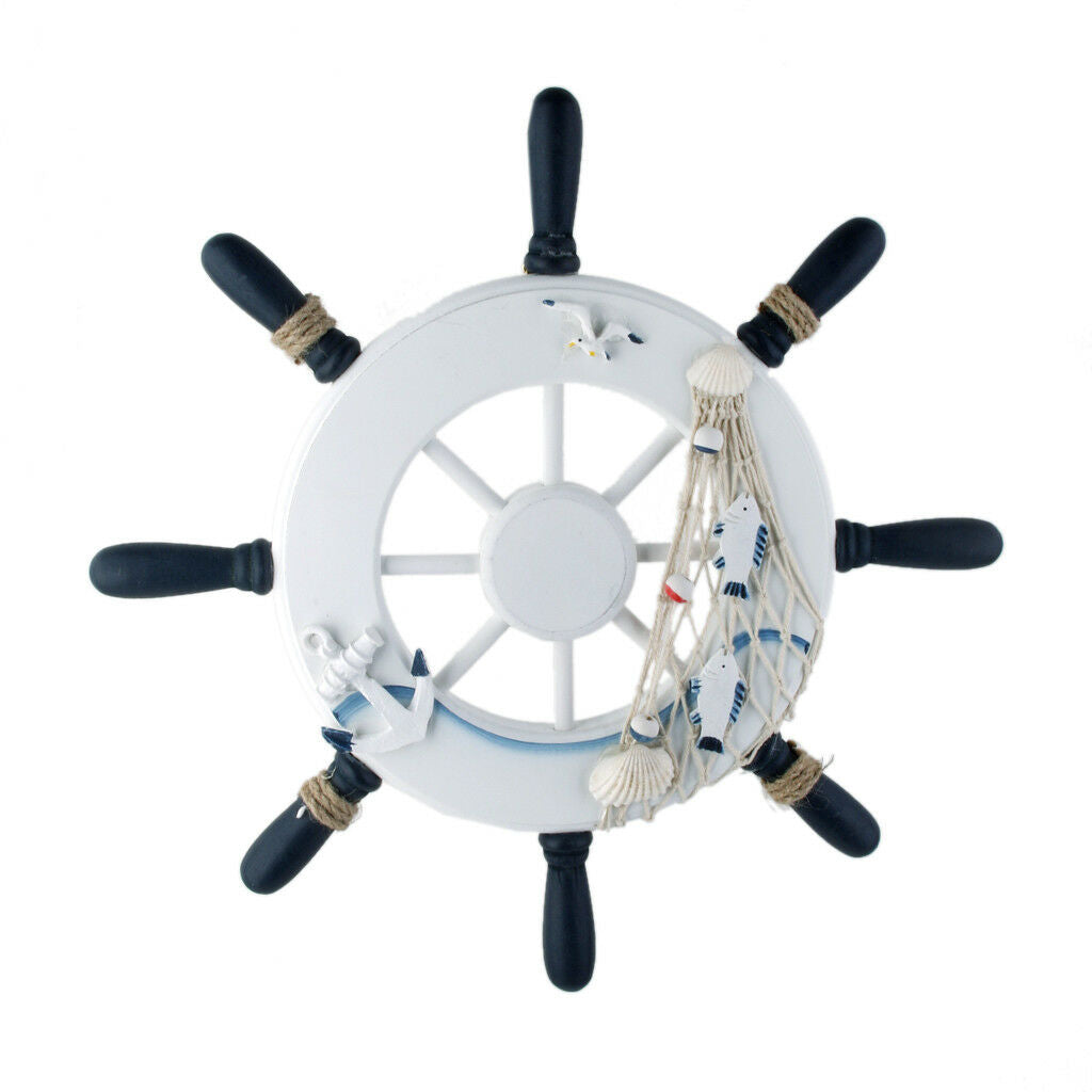 12.6" Wooden Rudder Sea Beach Nautical Style Wall Ornament Hanging Decor