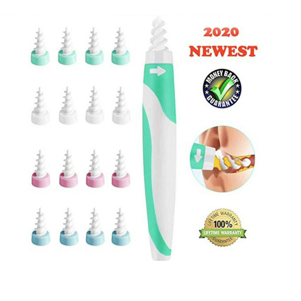 Ear Wax Removal Tool Remover Cleaner Spiral Earpick Tools with 16pcs Tips Set
