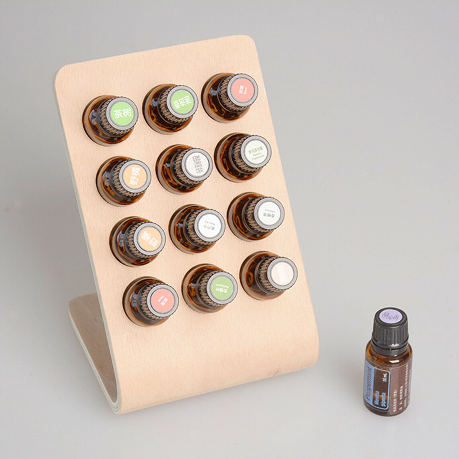 12 Slots 15ML Wood Essential Oil Display Stand Holder Organizer Homemade