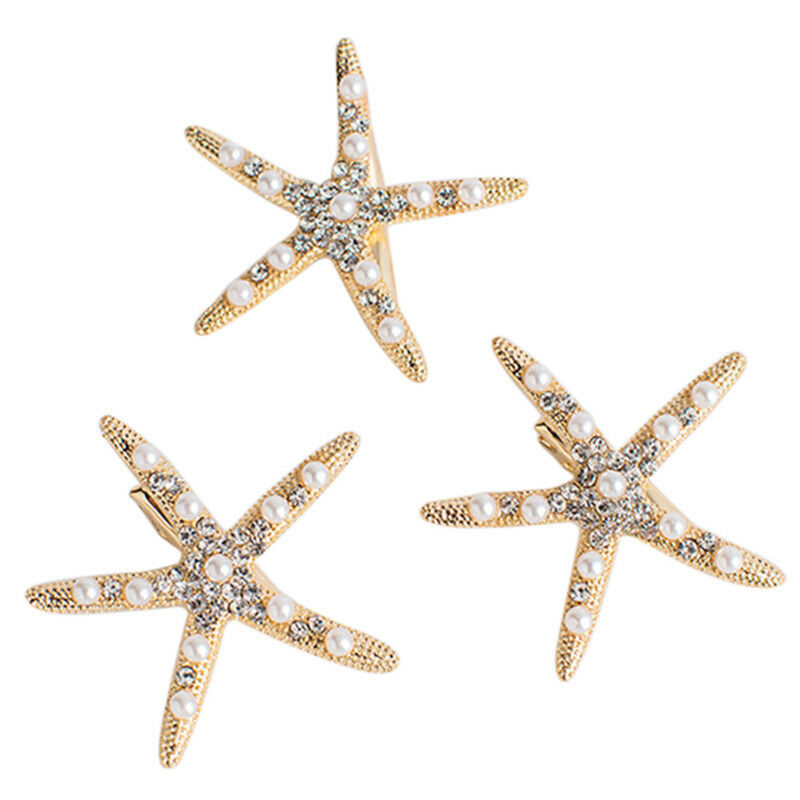 Fashion Lady Girl Beach Wedding Natural Starfish Sea Star Hair Clip Hairpi.l8