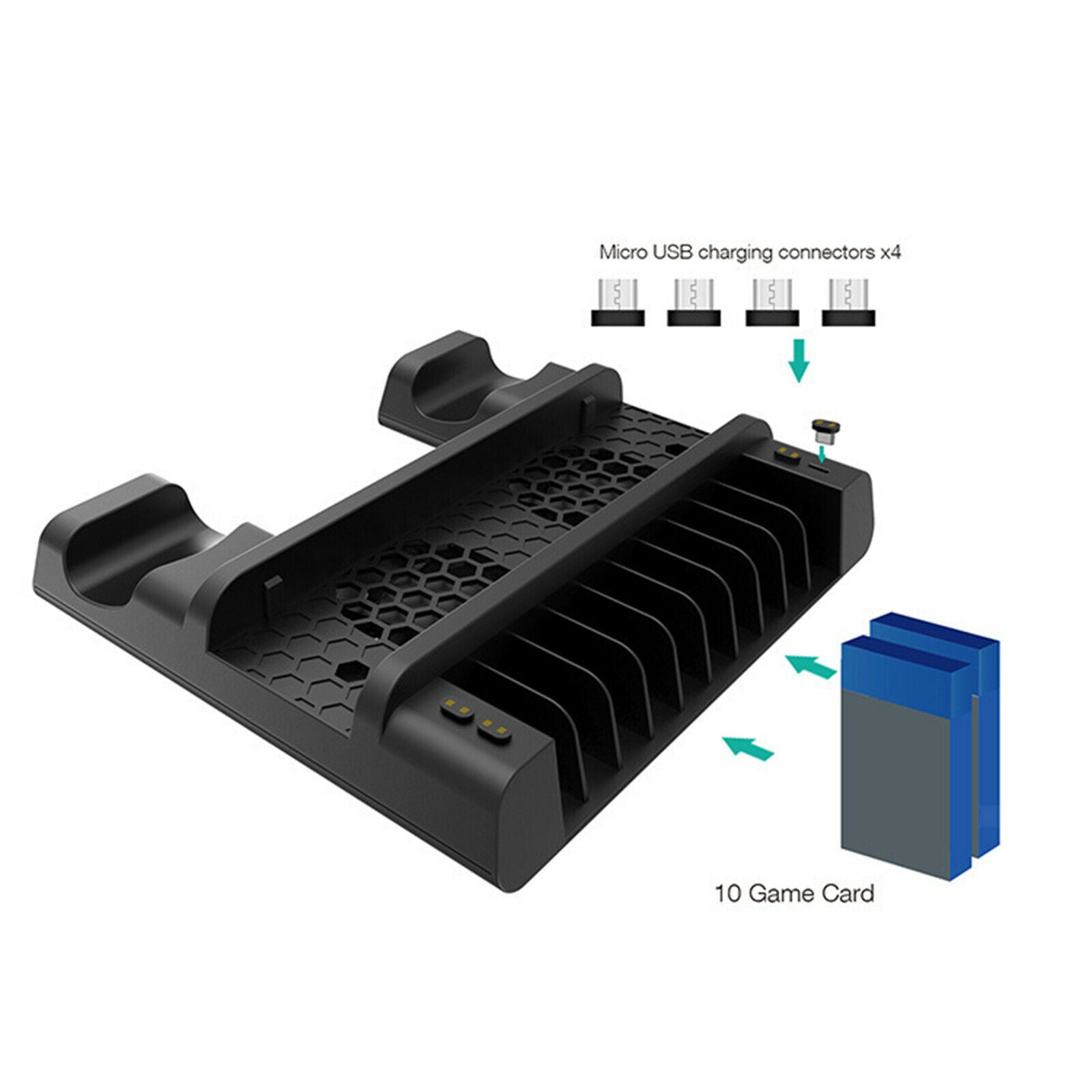 Stand Cooling Fan Station for PS4 Pro Base 10 Game Slots Non-Slip Feet