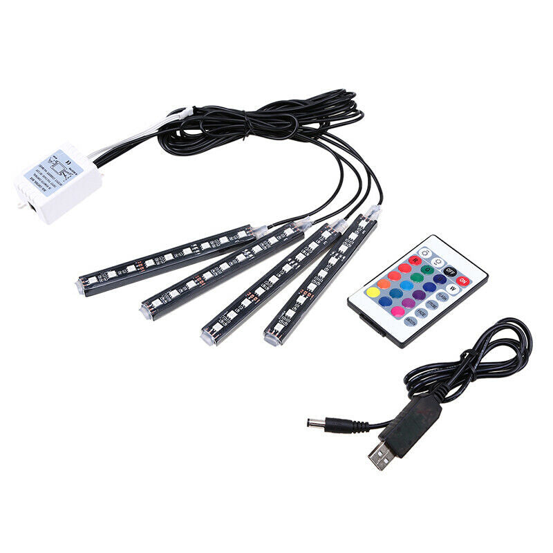 36 LED Car Auto Interior Neon Atmosphere Strip Light Remote Control 4PCS